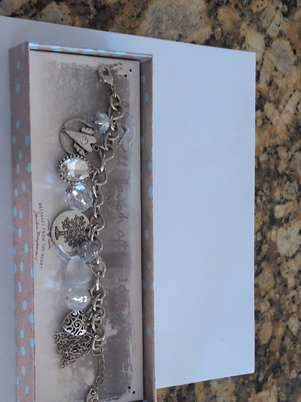 Silver Tone Clear Crystal Charm Bracelet - Delicate Charm Chain